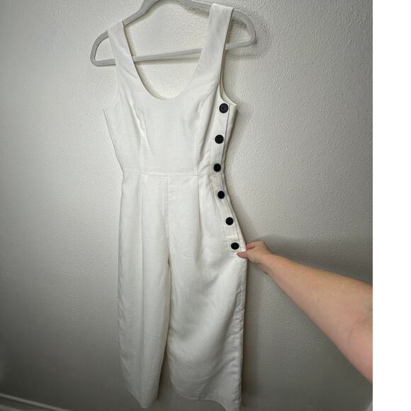 NWT Club Monaco Creme Emberlynn Linen Blend Jumpsuit 0 - Picture 2 of 16